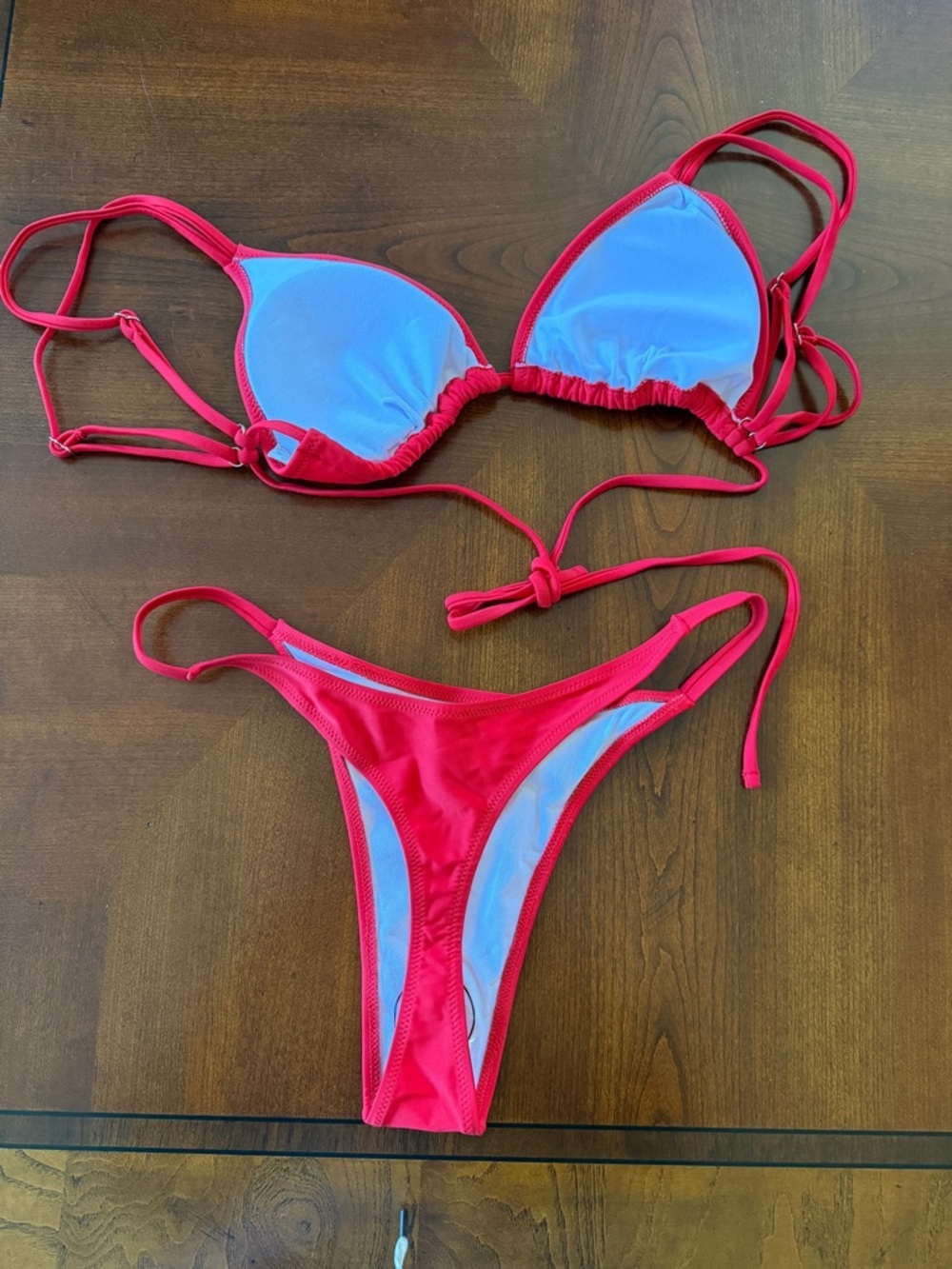 Red Triangle String Bikini Set NWOT Large - Picture 10 of 10